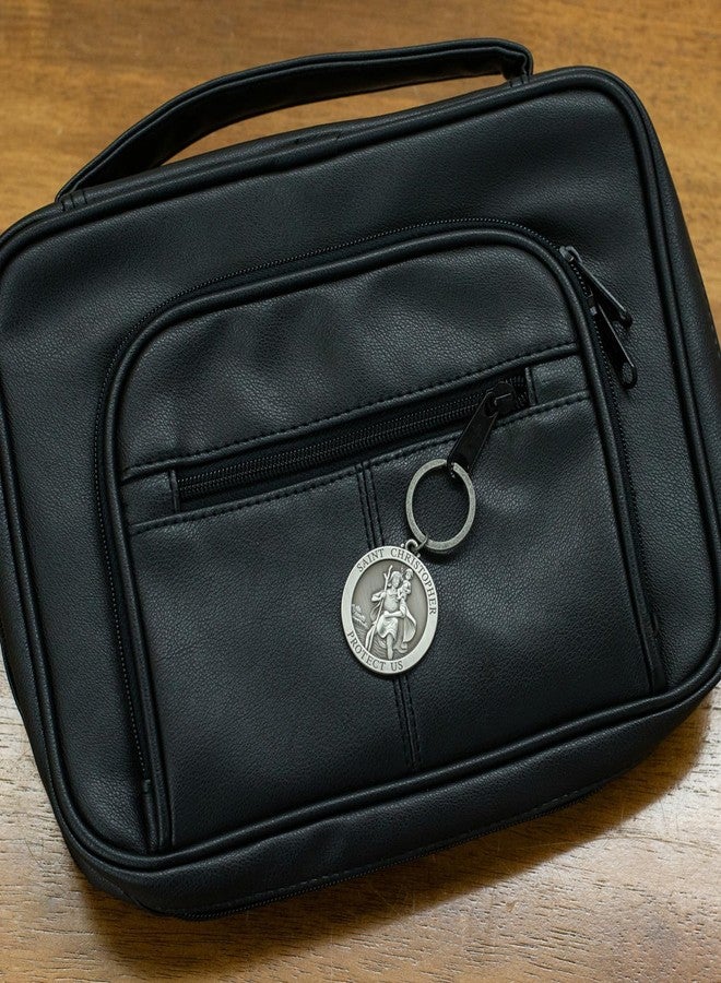 Dicksons Saint Christopher Protect Us Pewter Antique Silver Zinc Alloy Metal, Christian Inspirational, Split Key Ring, for Bible Bag, Backpack, Purse, Duffle, Lanyard or Wallet, Keychain, Single - Image 3